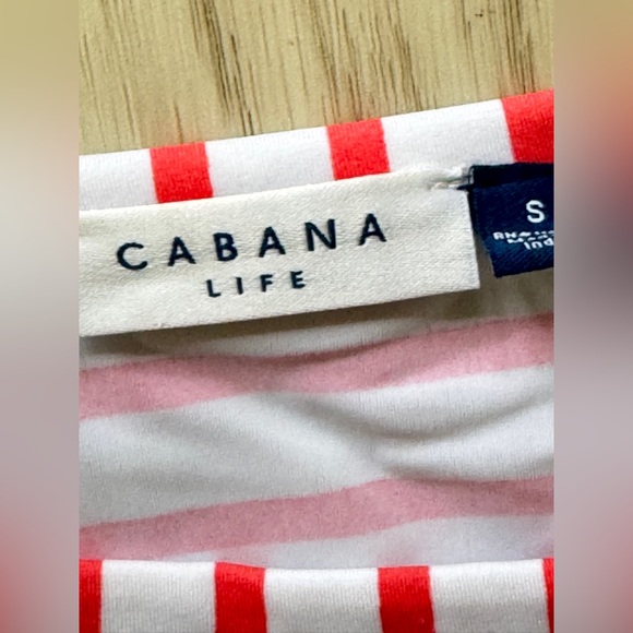LK NEW Cabana Life SPF 50 Spandex blend shift dress stripe boatneck pocket CORAL - Picture 6 of 9